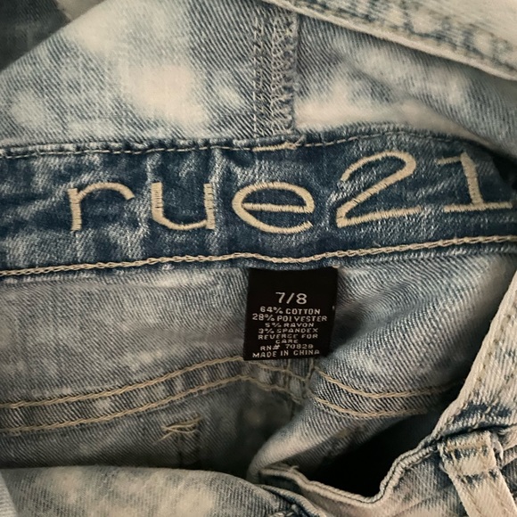 Bleached looking overalls. Coveralls. Bibs. Romper. White and blue. Rue 21 - Picture 10 of 11